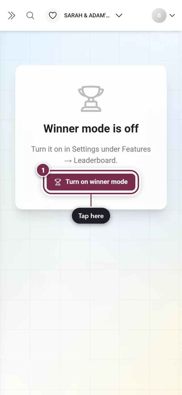 Winner mode is off notice with the Turn on winner mode button