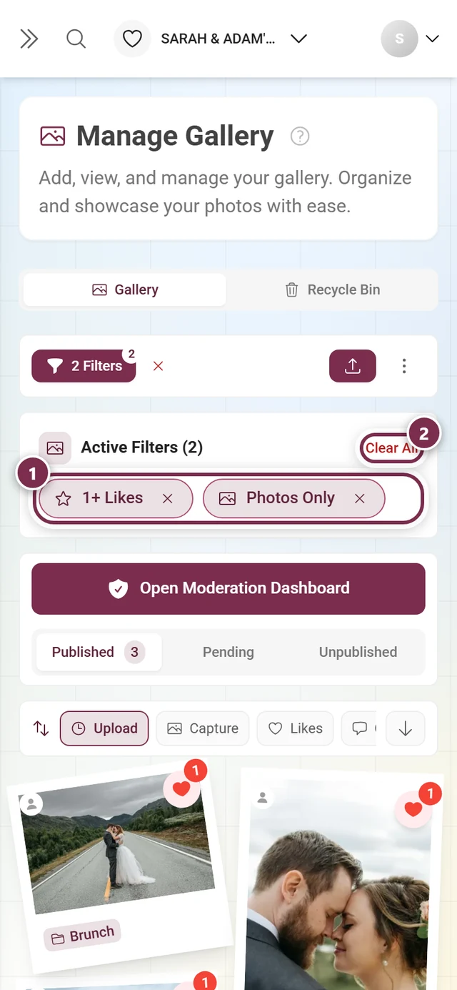 The Active Filters bar with two chips and the Clear All button