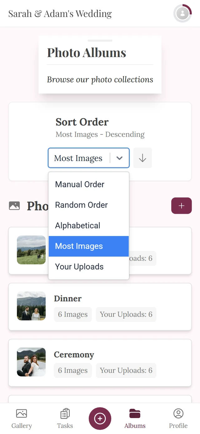 Opened sort dropdown with the five options