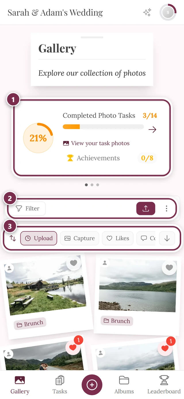 Gallery page with the photos in a grid