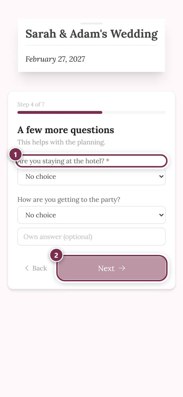 Required question with a red asterisk and a faded, unclickable Next button