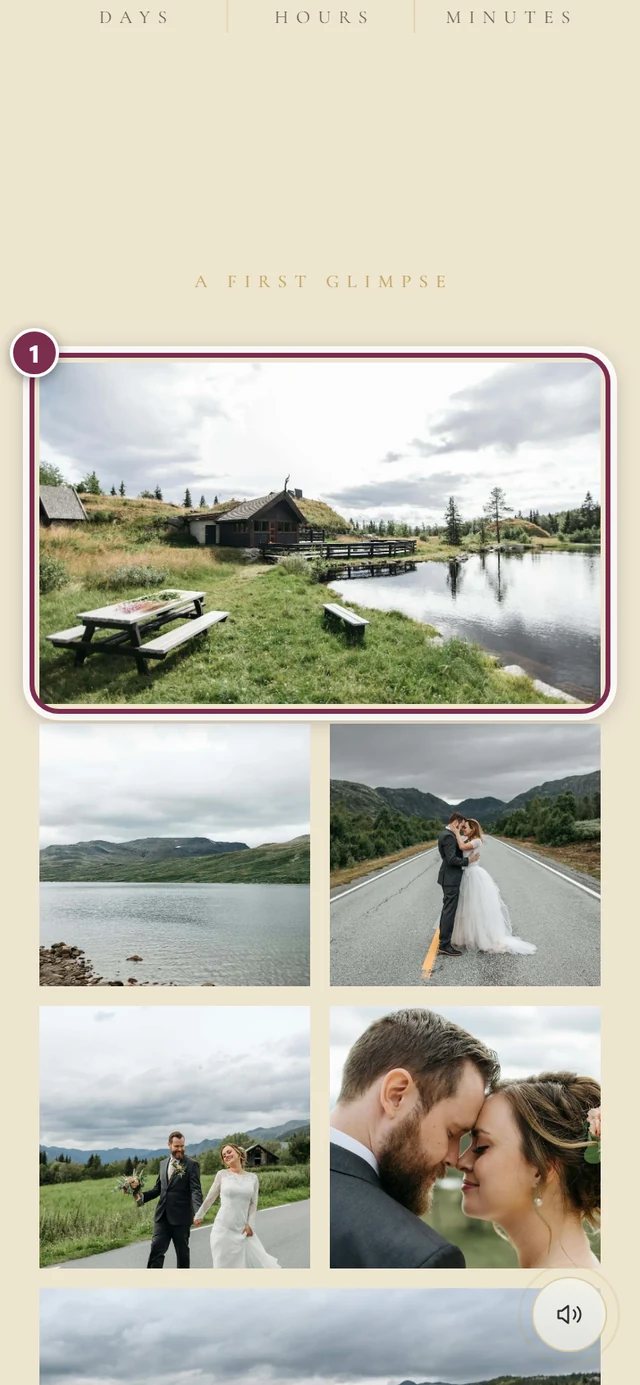 Photo preview in the invitation with a ring around the first photo