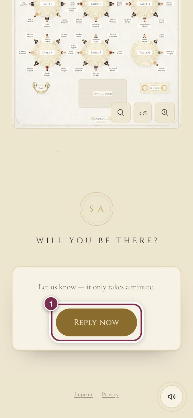 Will you be there section with a ring around the Reply now button