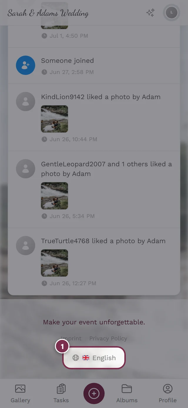 Language switcher highlighted
