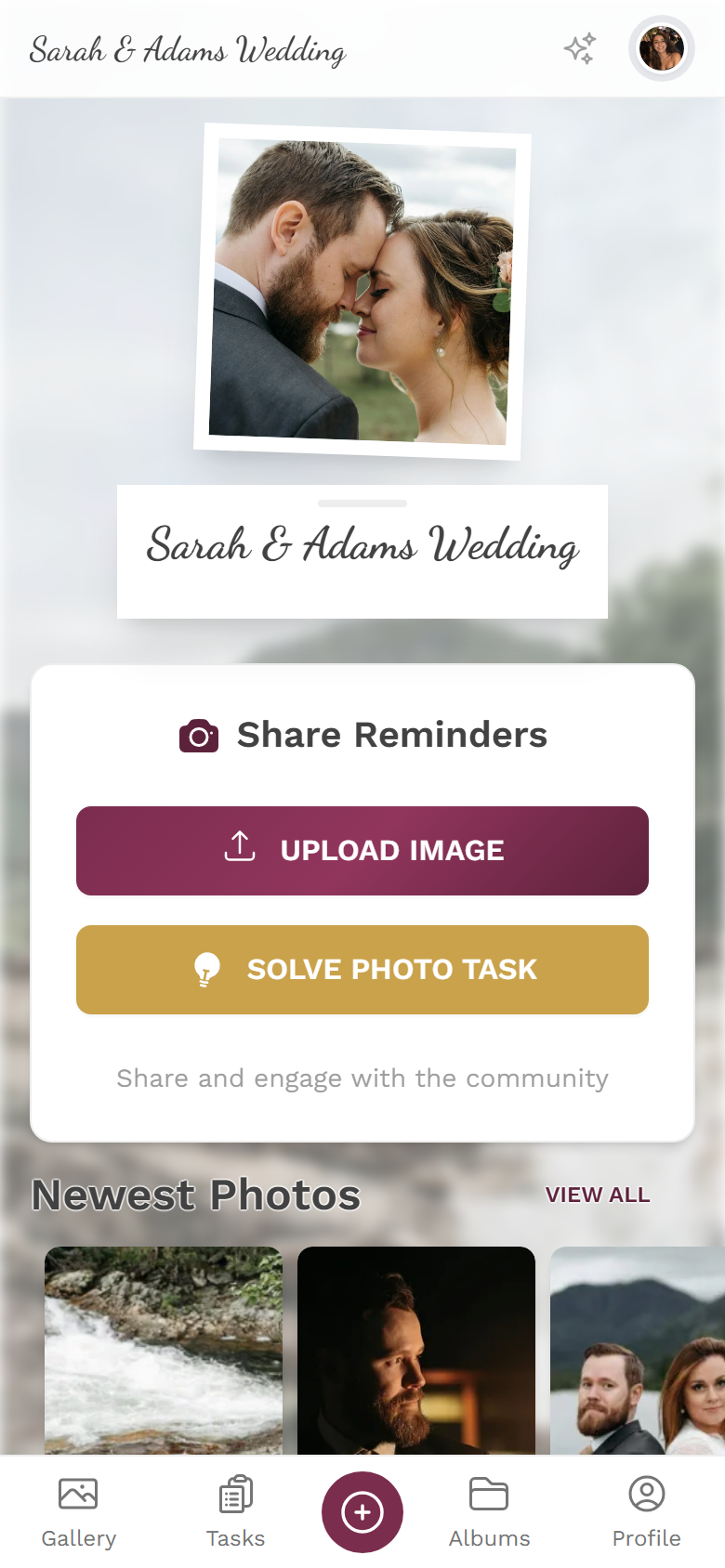 Home screen of the event gallery