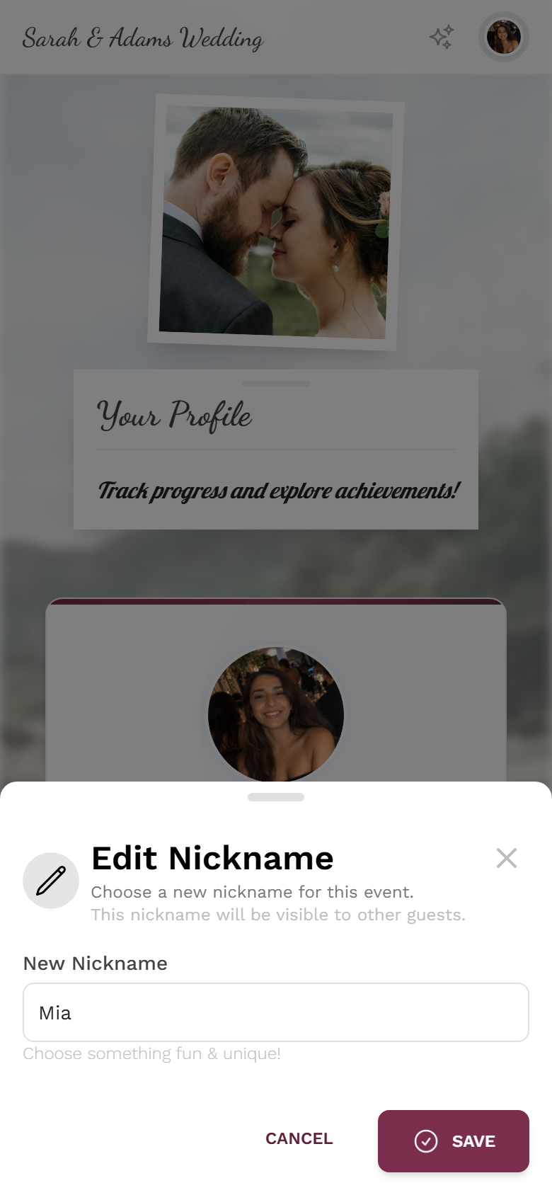 Dialog to edit the nickname