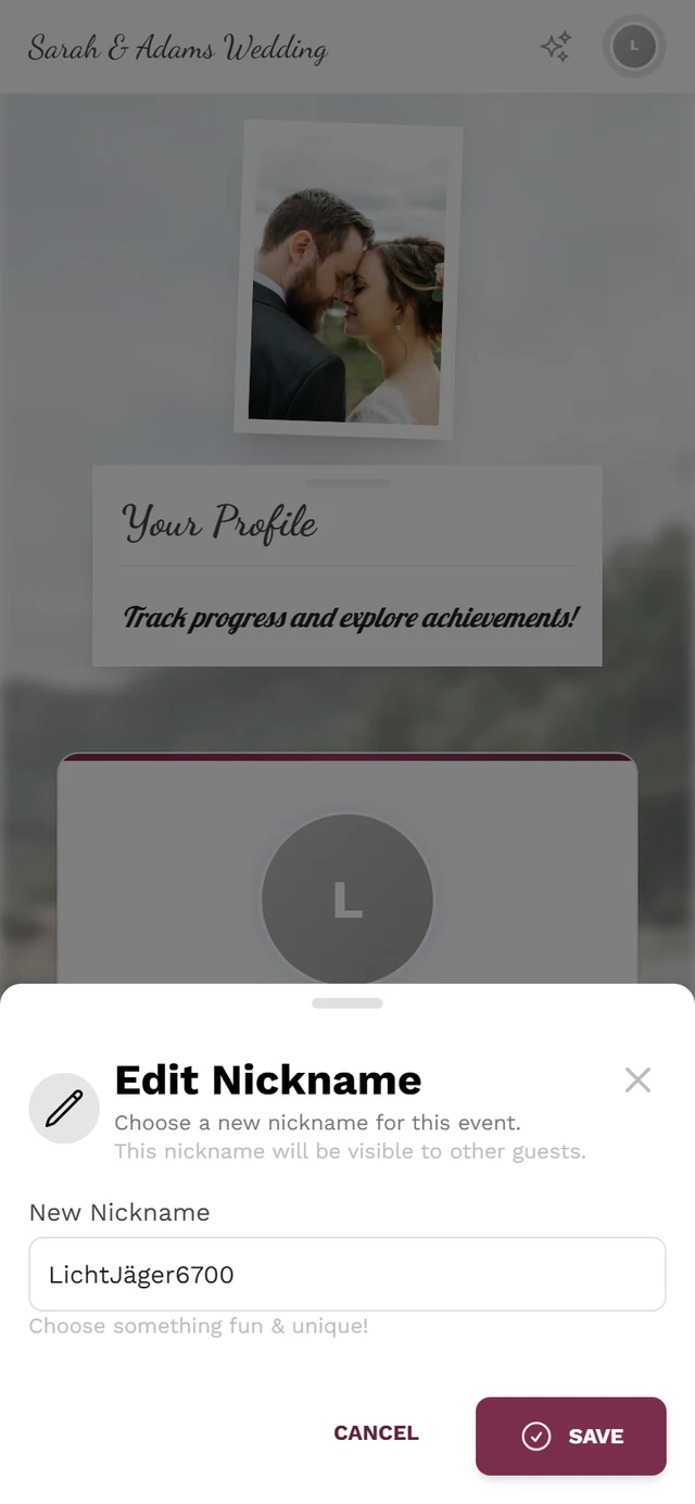 Dialog to edit the nickname
