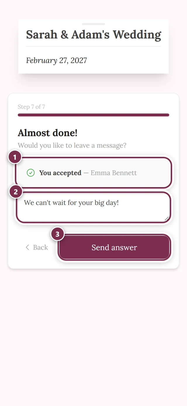 Last step Almost done with the line You accepted and the Send answer button