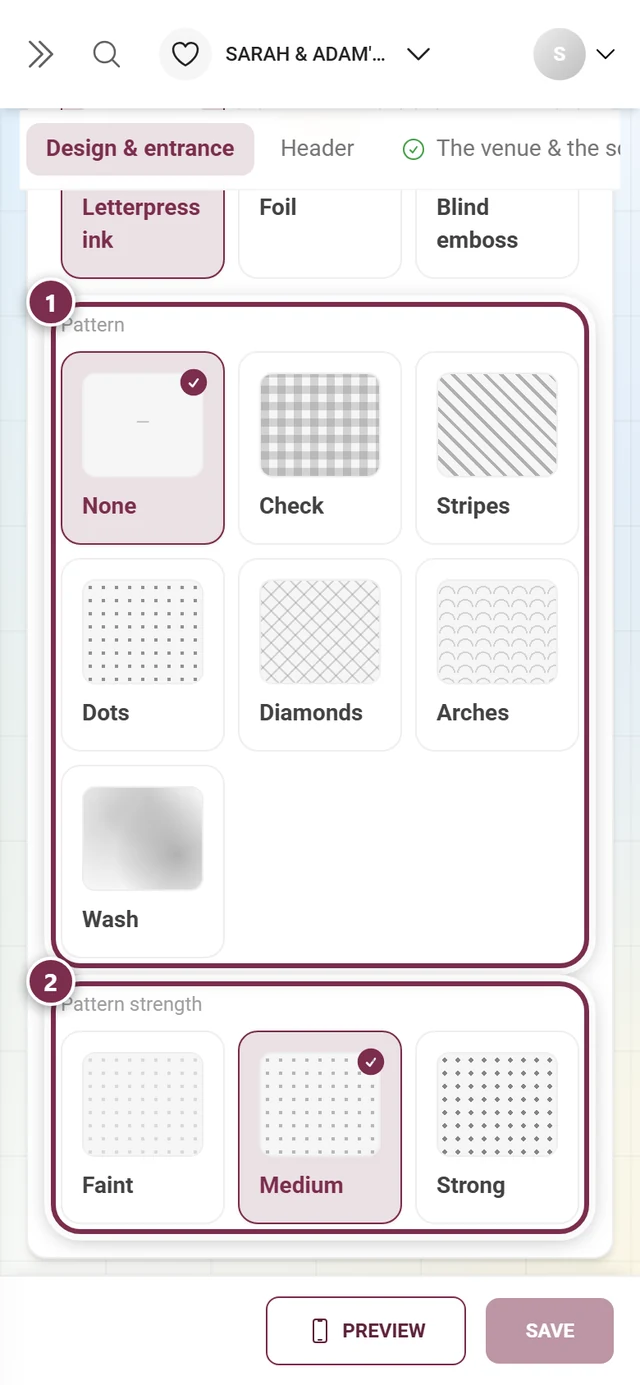 Pattern and pattern strength with numbered rings