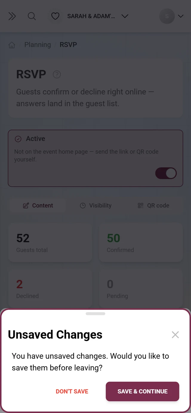 The prompt when switching tabs with an open draft