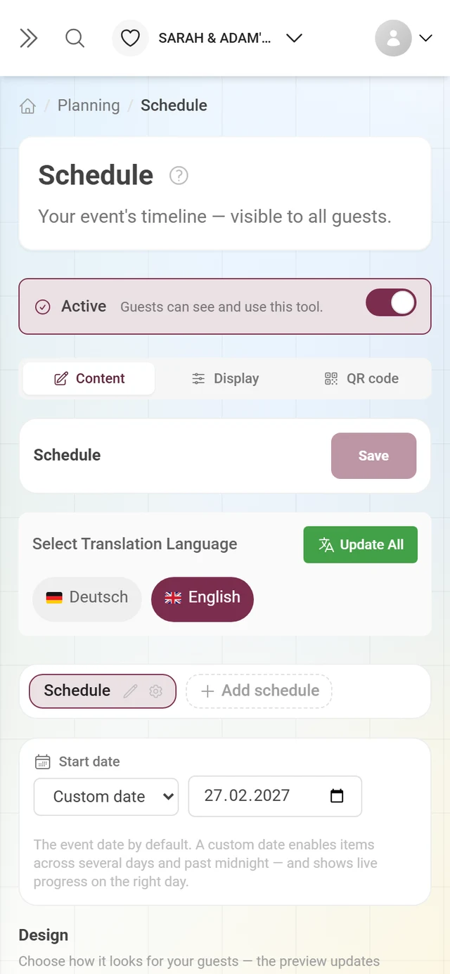 A tool editor with the active strip and the tab bar