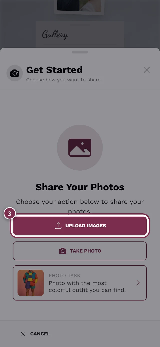Upload dialog with the Upload Images button