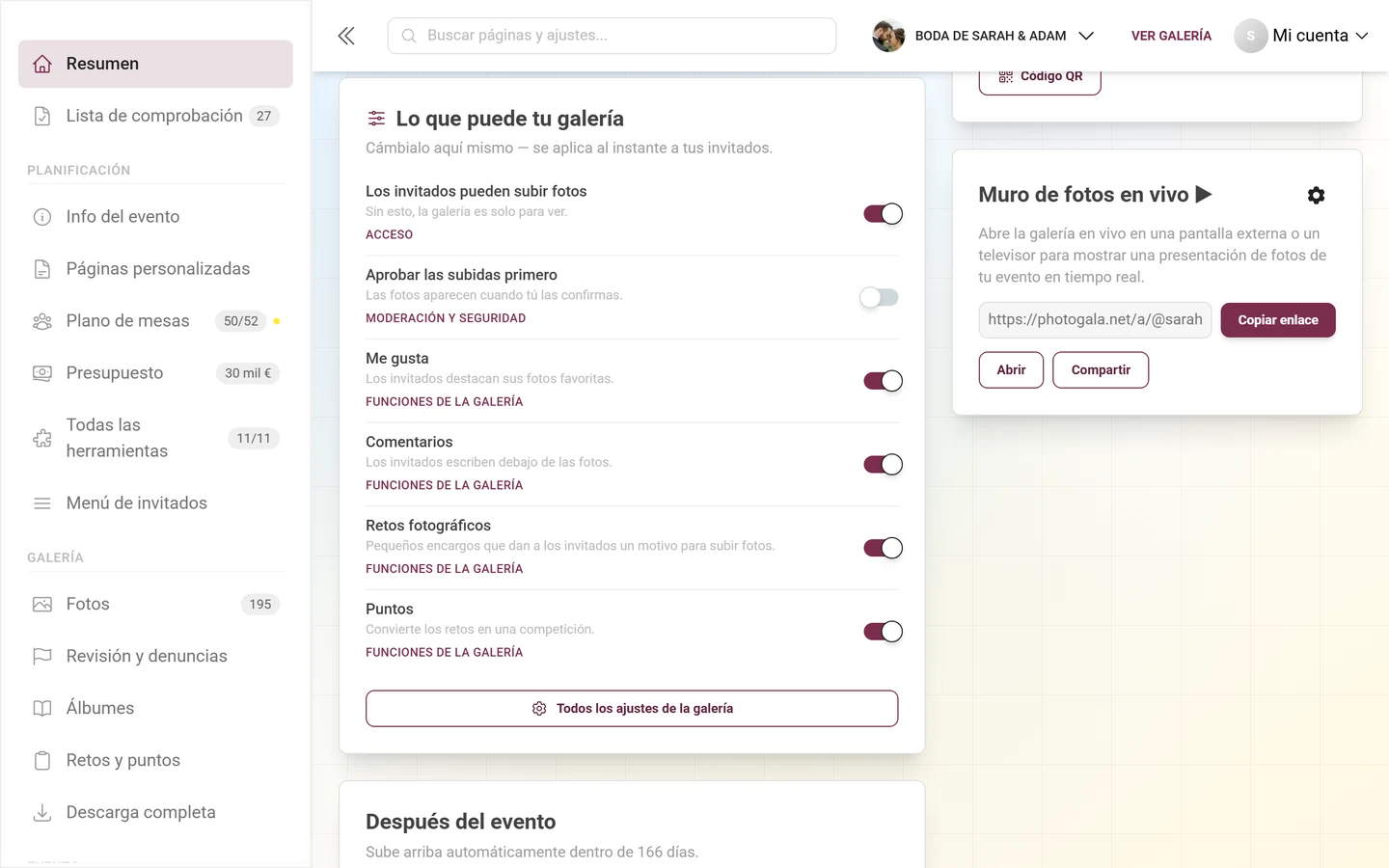 La tarjeta Lo que puede tu galería con seis interruptores