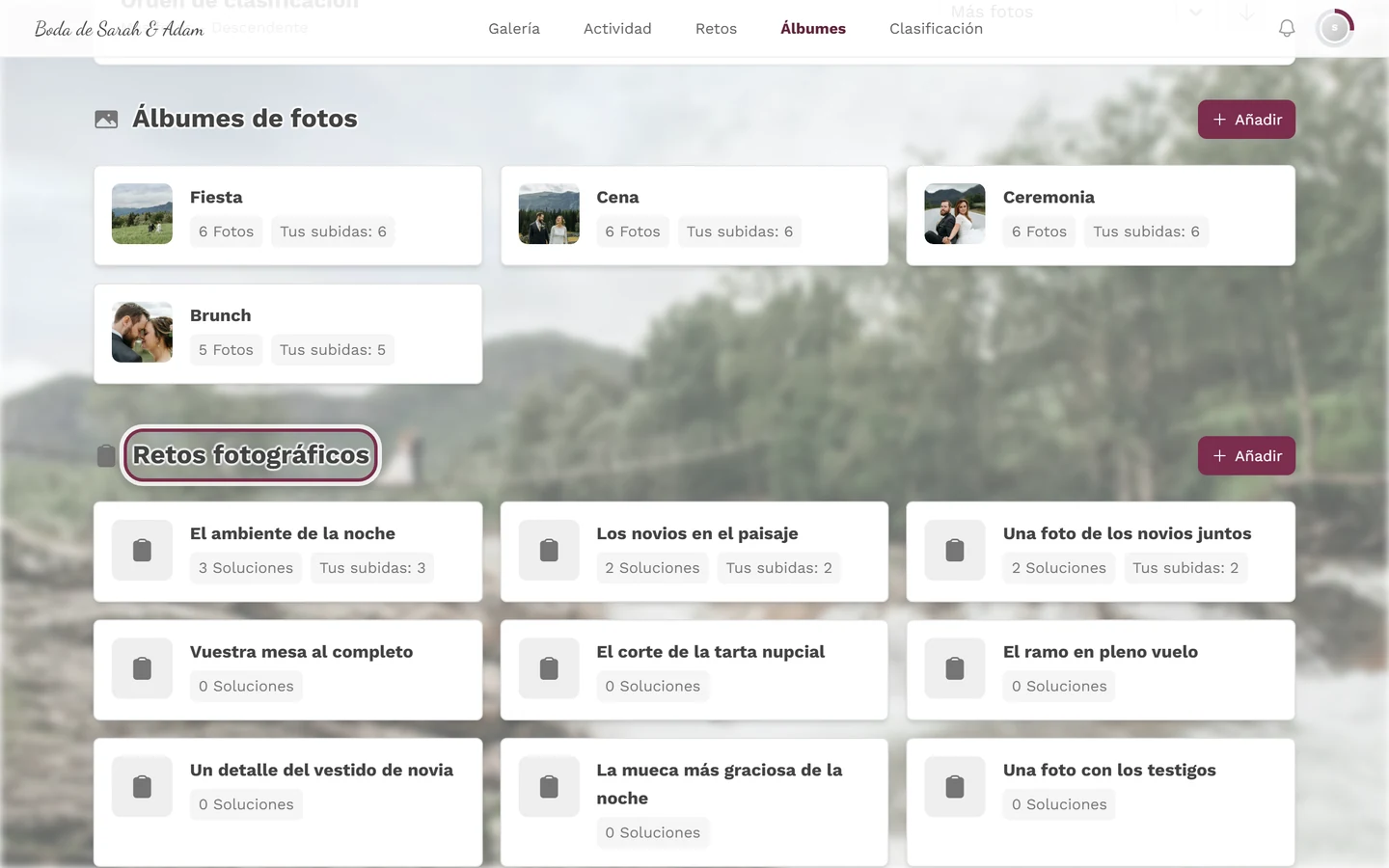 Resumen de álbumes desplazado hasta la sección resaltada Retos fotográficos