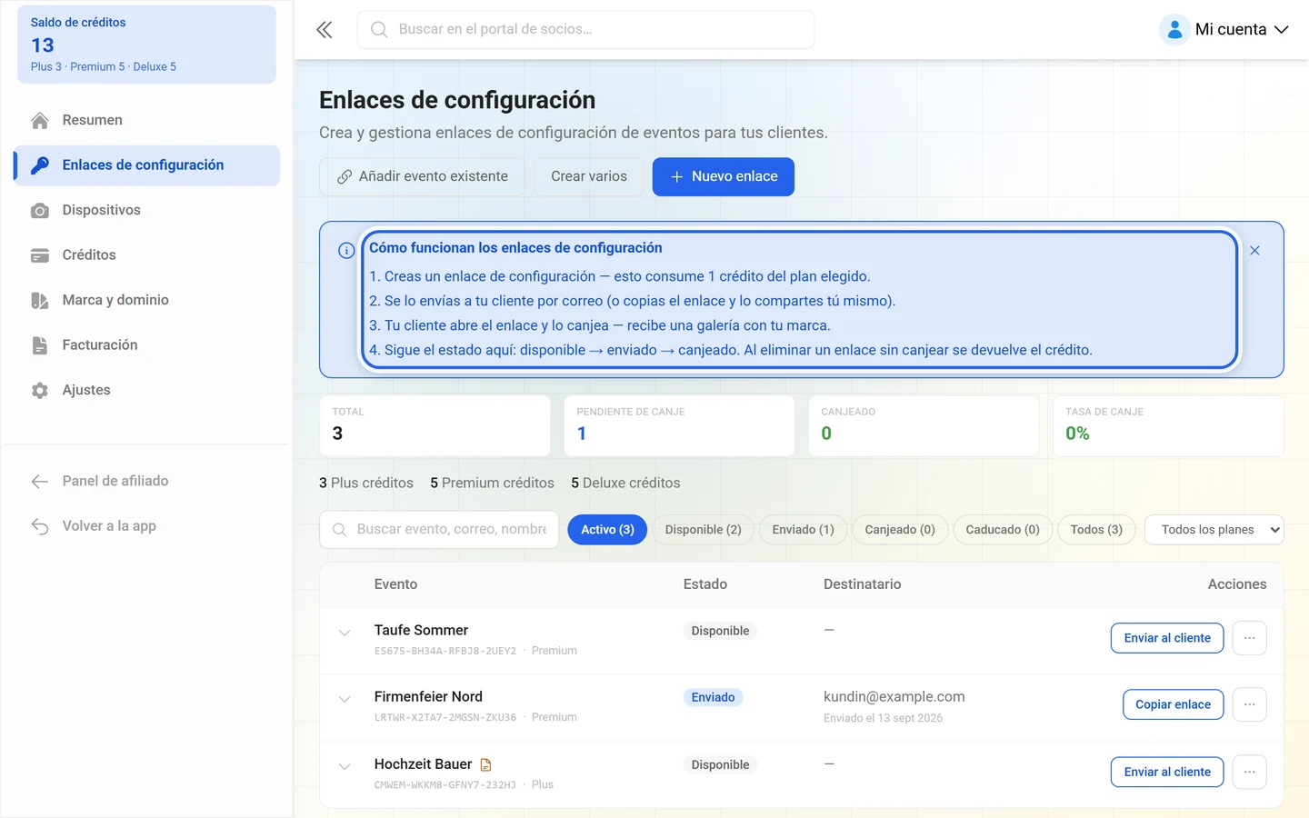 Cuadro explicativo Cómo funcionan los enlaces de configuración con cuatro pasos