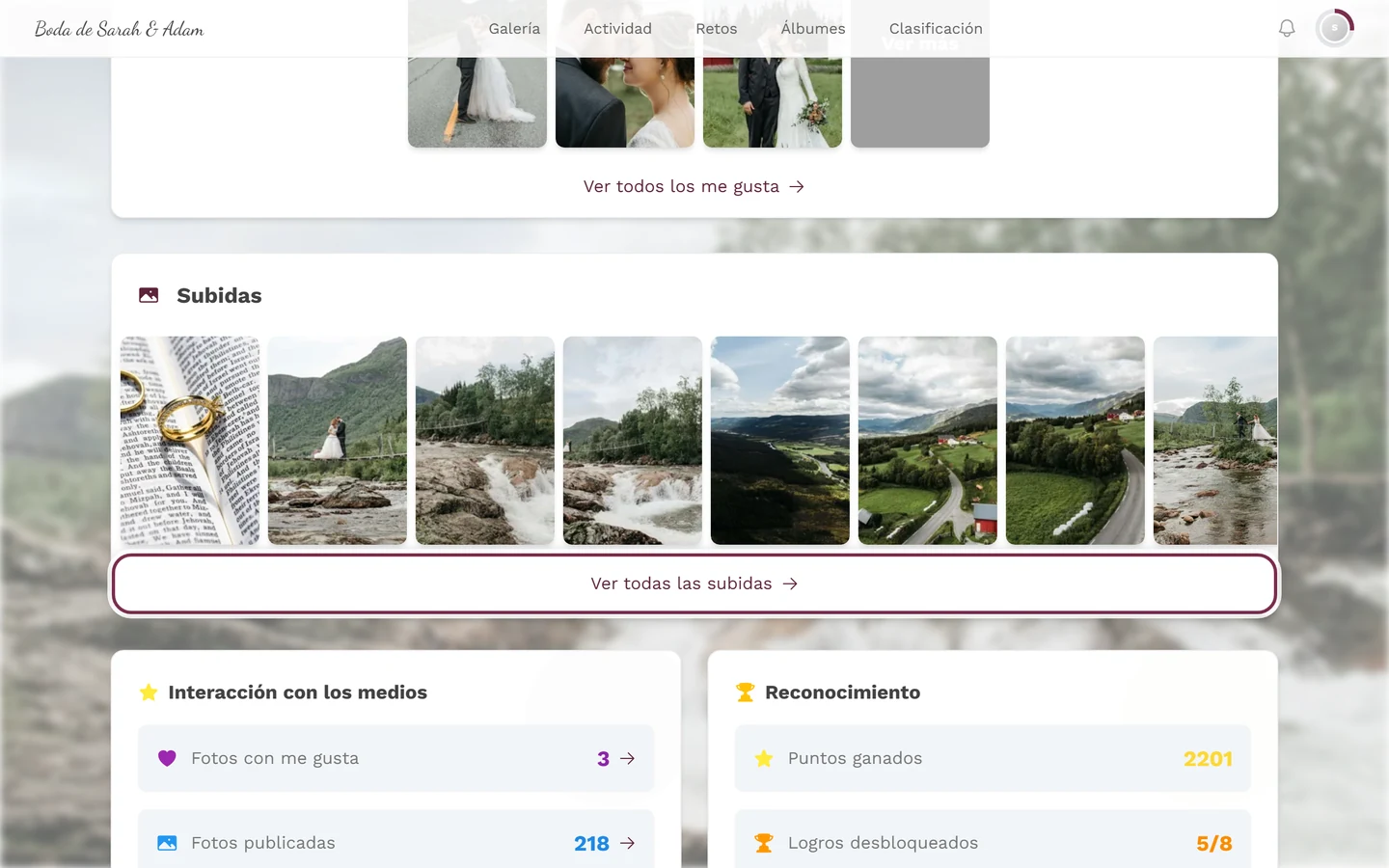 Página de perfil, apartado Subidas con el enlace Ver todas las subidas marcado