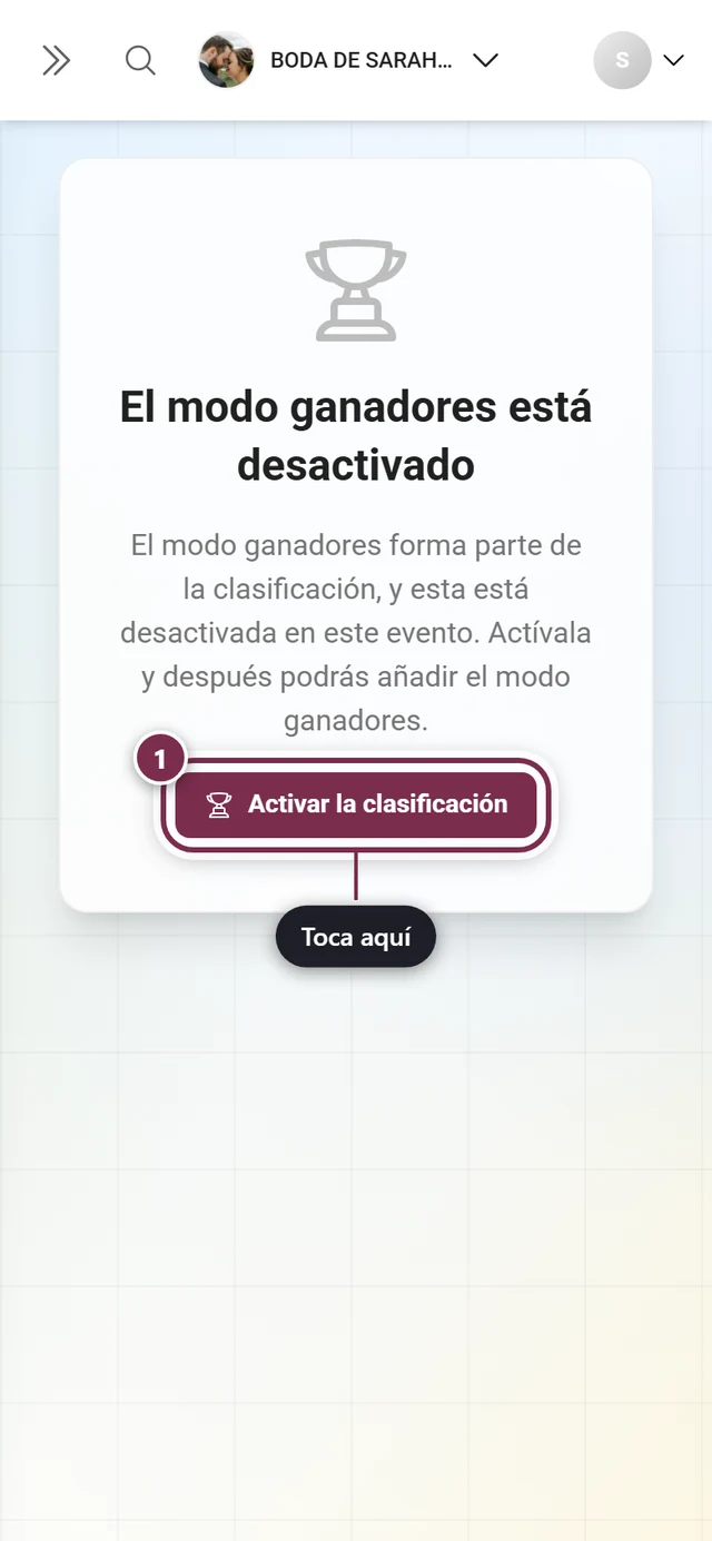 Aviso de que la clasificación está desactivada con el botón Activar la clasificación