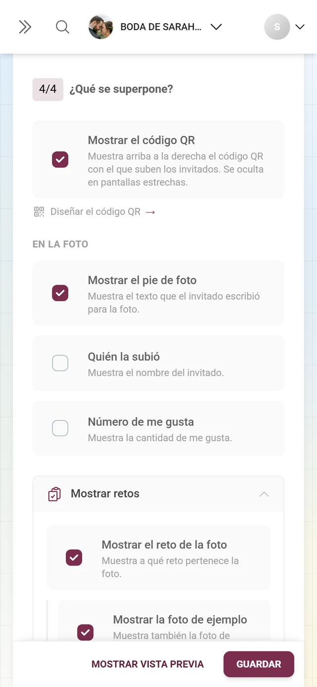 Sección 4/4 Qué se superpone con el código QR y los interruptores en la foto