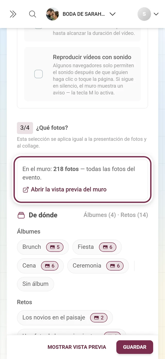 Cabecera de la pregunta Qué fotos con la línea En el muro y las restricciones activas