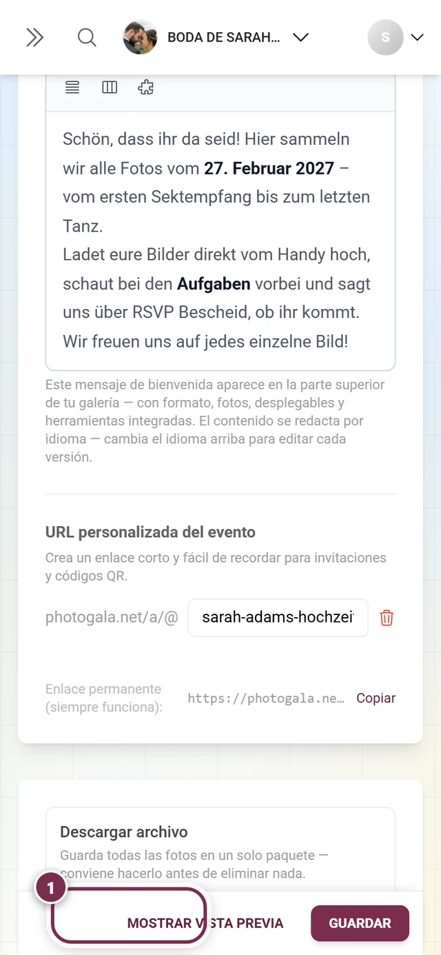 Sección Descargar archivo con el enlace Ir a la descarga resaltado