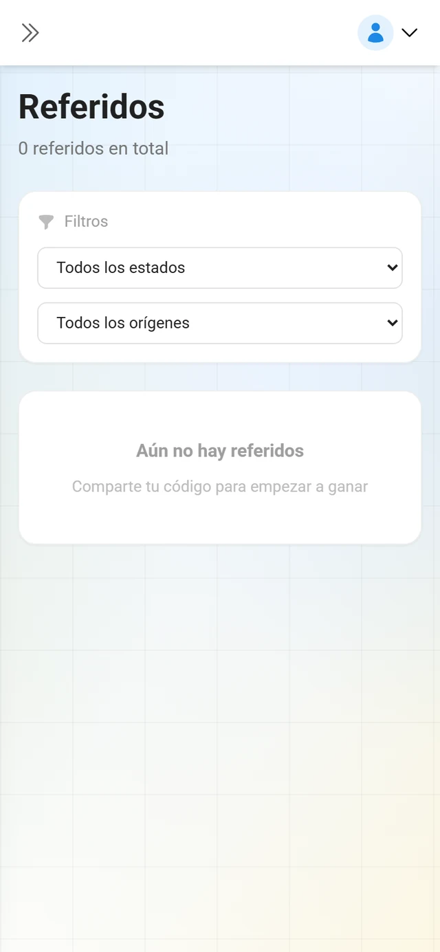 Lista de referidos con el estado de cada entrada