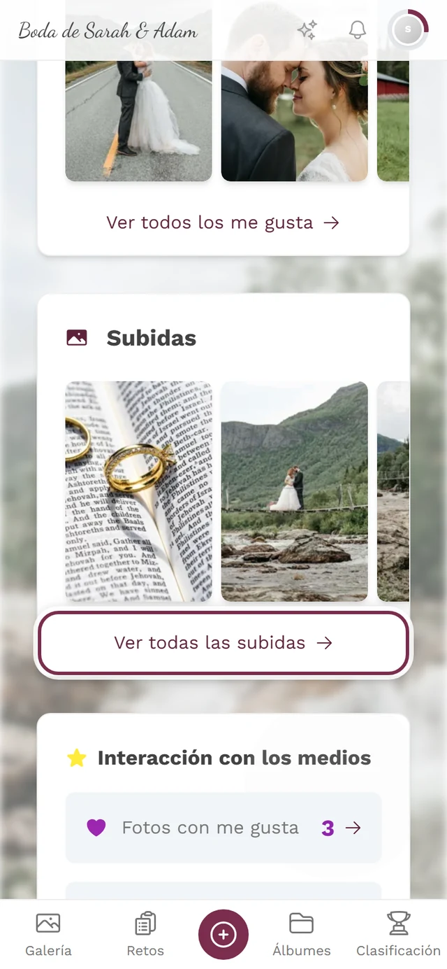 Página de perfil, apartado Subidas con el enlace Ver todas las subidas marcado