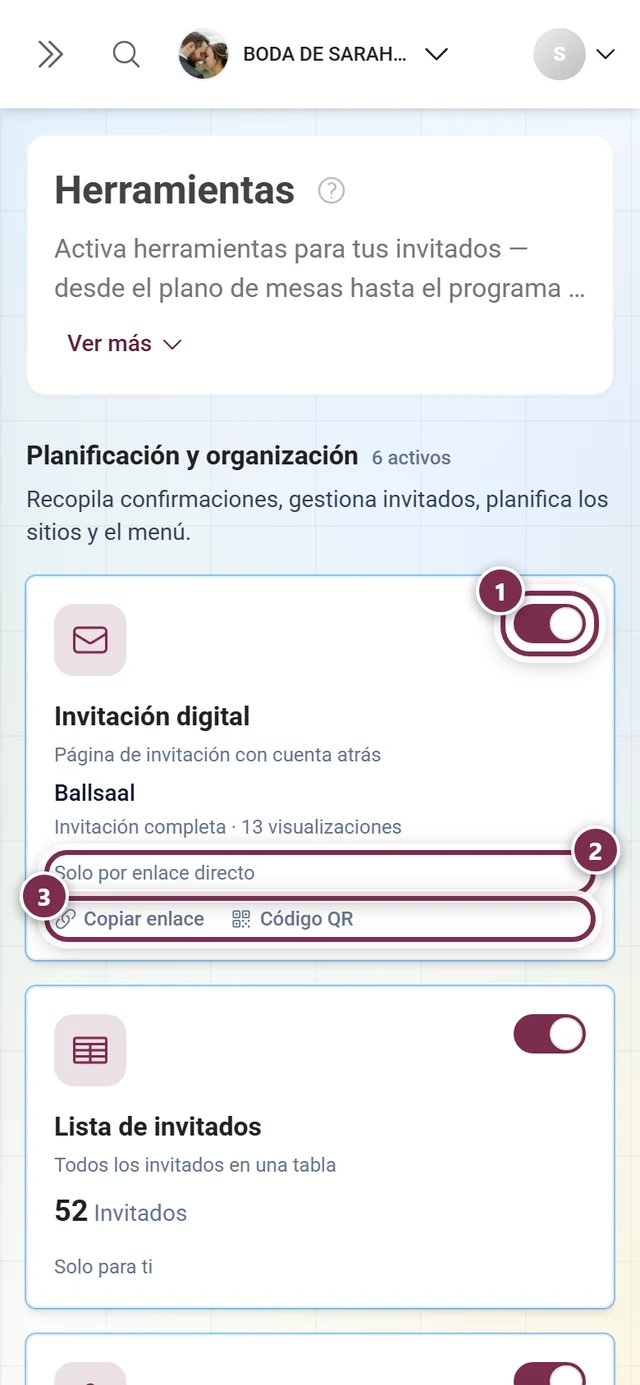 La cuadrícula de herramientas con mosaicos para todas ellas, agrupadas en tres categorías