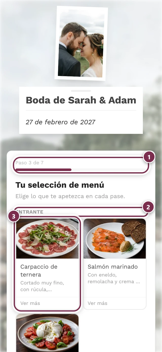 Paso de menú del asistente de respuesta con los entrantes para elegir
