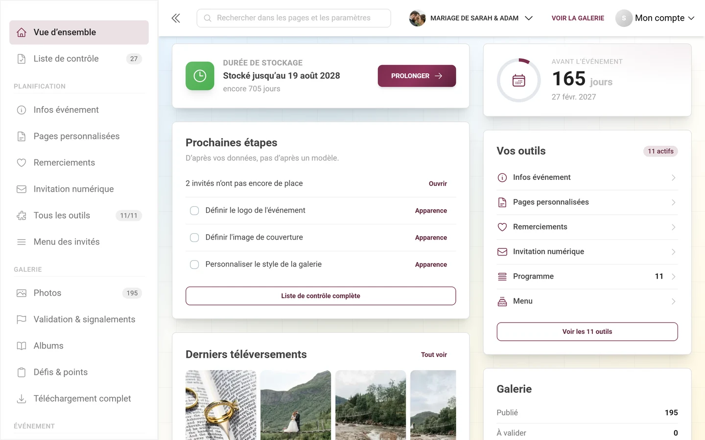 Carte du tableau de bord Prochaines étapes avec étapes déduites et tâches en attente