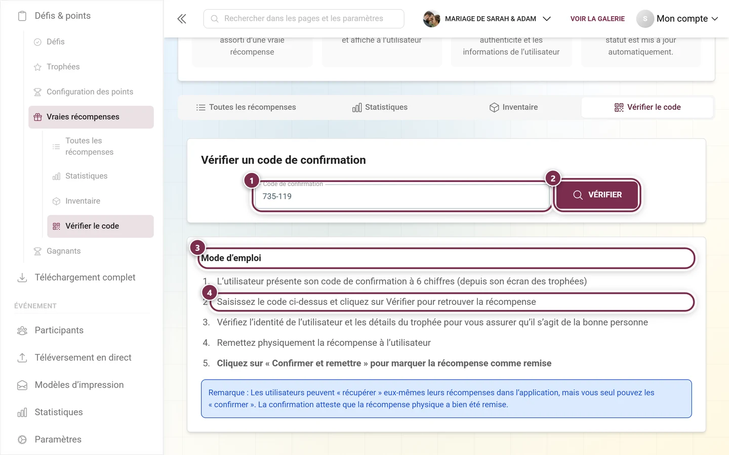 Onglet Vérifier le code côté hôte avec un code contrôlé et une carte de détail