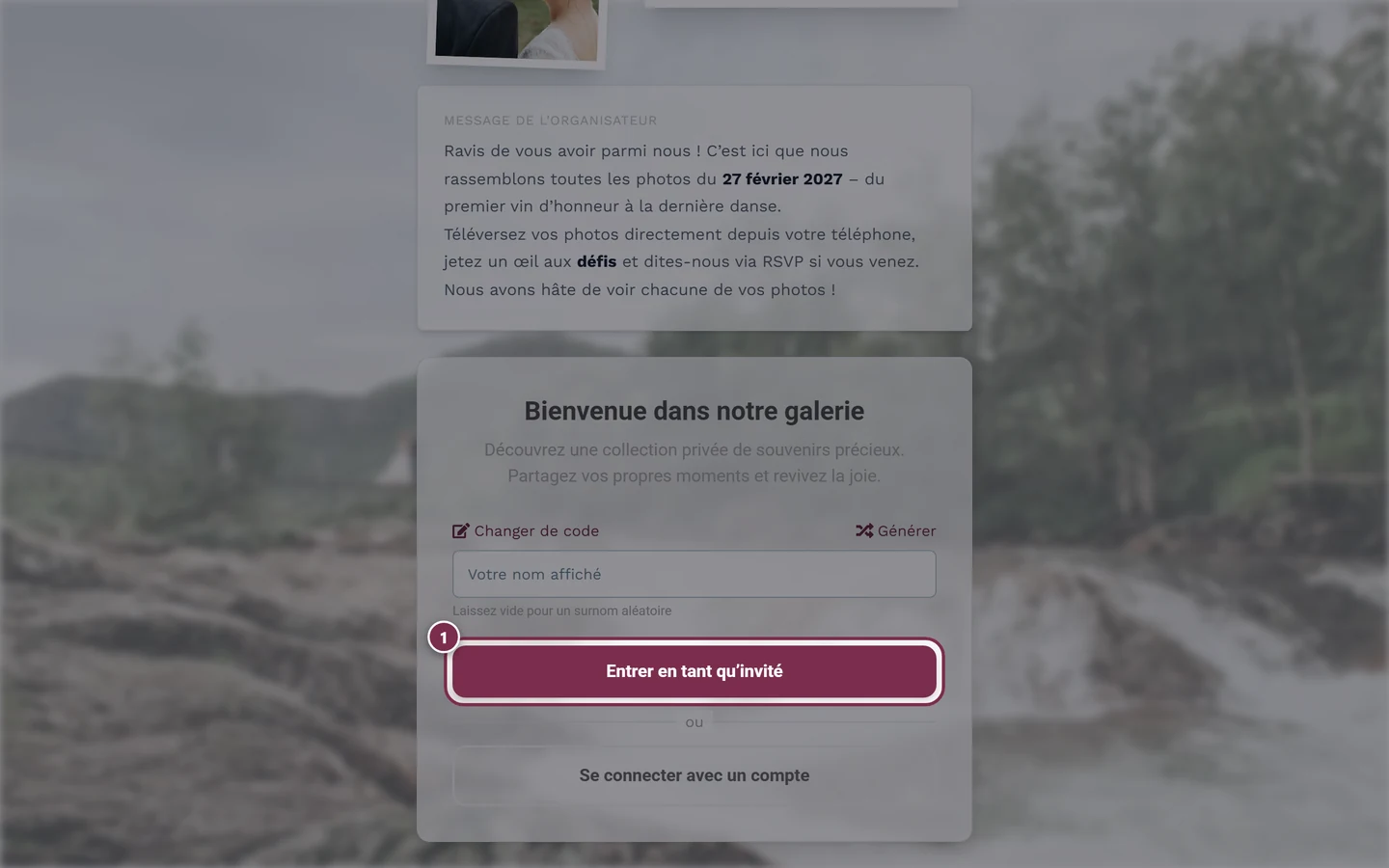 Champ Ton nom avec le bouton Voir les photos mis en évidence