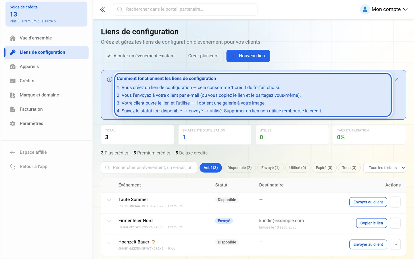 Encadré explicatif Comment fonctionnent les liens de configuration avec quatre étapes