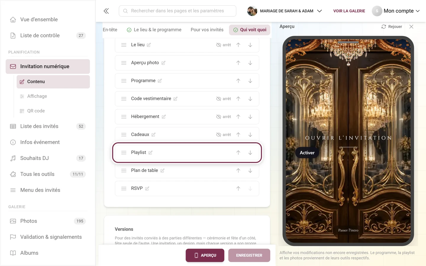 Carte Depuis d'autres outils avec l'interrupteur Playlist mis en évidence