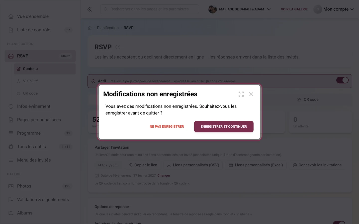 Question de confirmation au changement d'onglet avec un brouillon ouvert