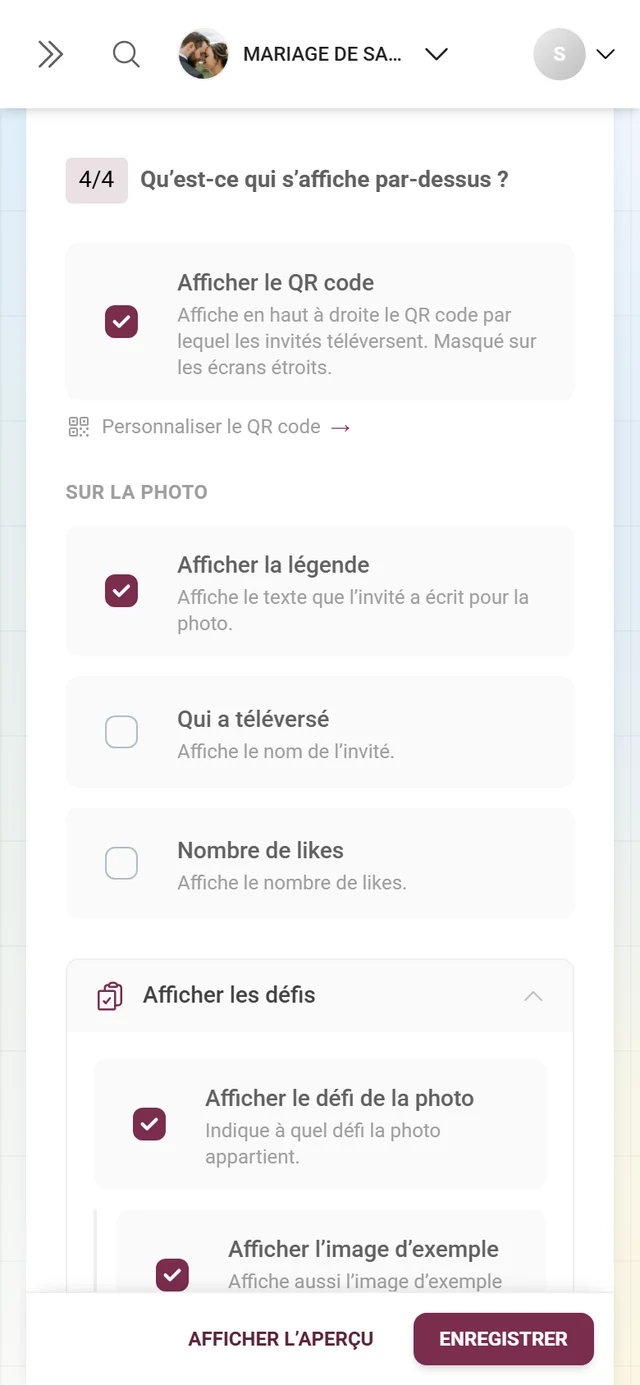 Section 4/4 Qu'est-ce qui s'affiche par-dessus avec le QR code et les interrupteurs sur la photo