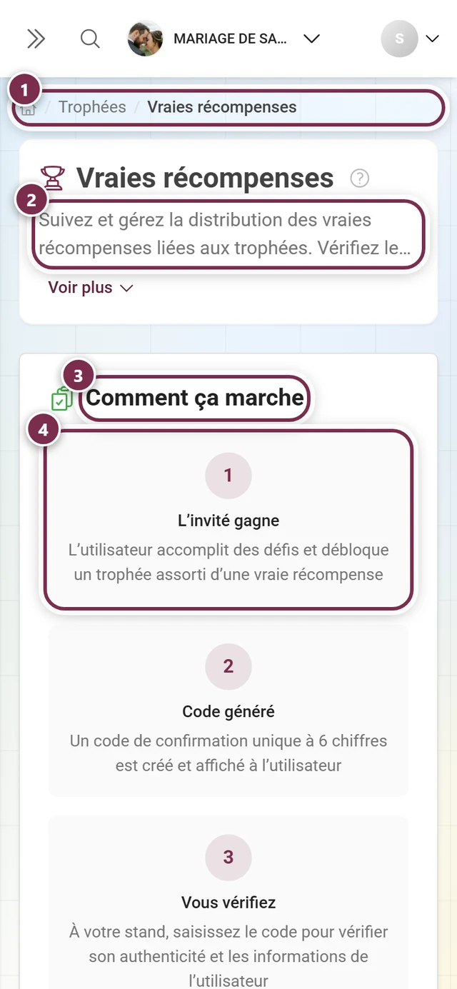 Page Vraies récompenses pour distribuer de vrais prix