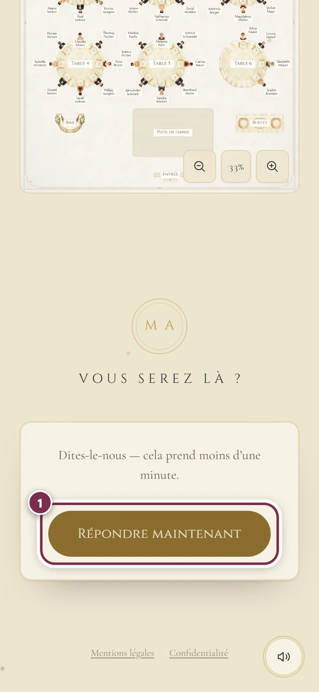 Section Vous serez là avec un cercle autour du bouton Répondre maintenant