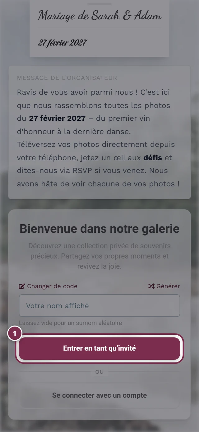 Champ Ton nom avec le bouton Voir les photos mis en évidence