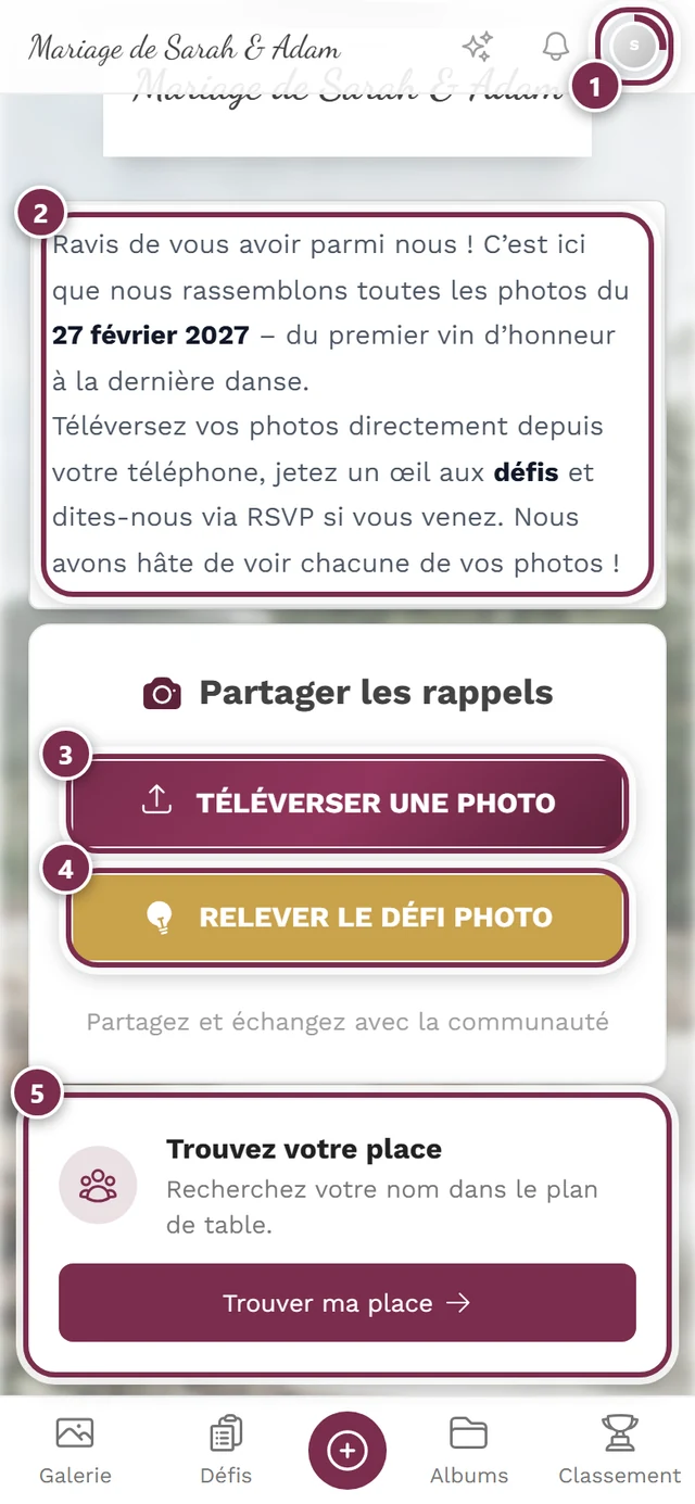 Page d'accueil de la galerie après l'entrée
