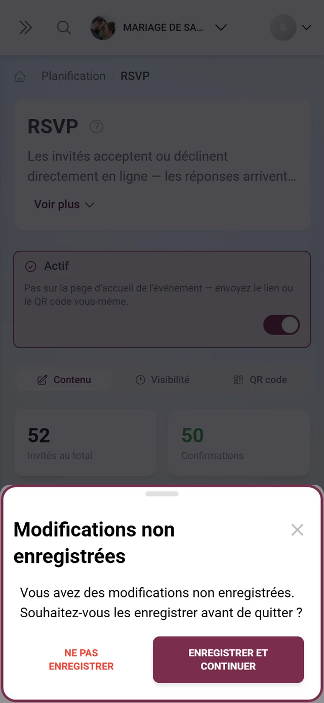 Question de confirmation au changement d'onglet avec un brouillon ouvert
