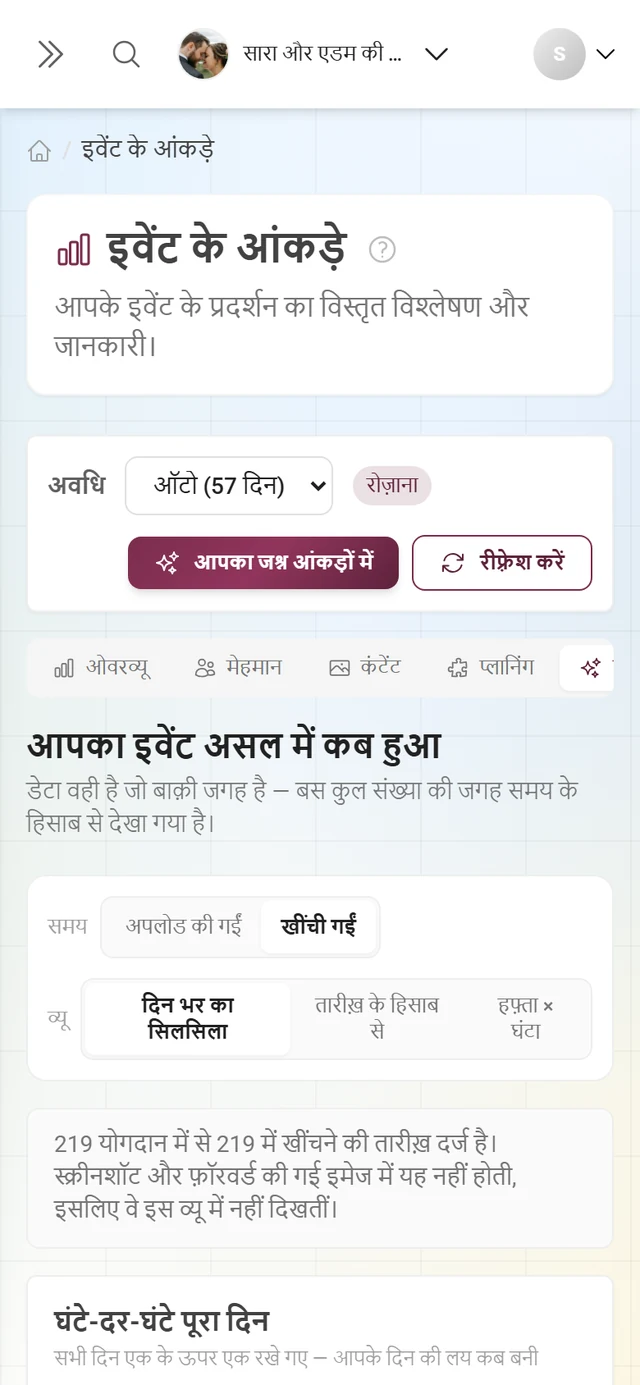 चरम पल कार्ड, दिन भर का सिलसिला और डिवाइस के हिसाब के साथ यादगार पल हिस्सा