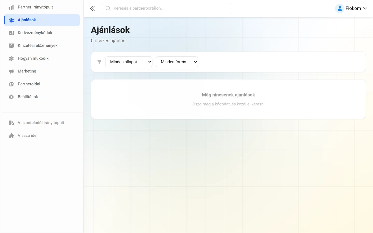 Ajánlások listája, soronkénti állapottal