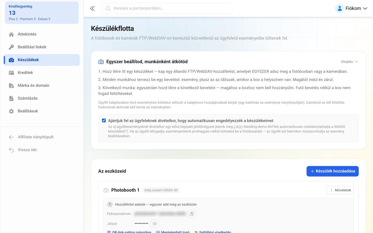 A reseller-portál eszközkezelése