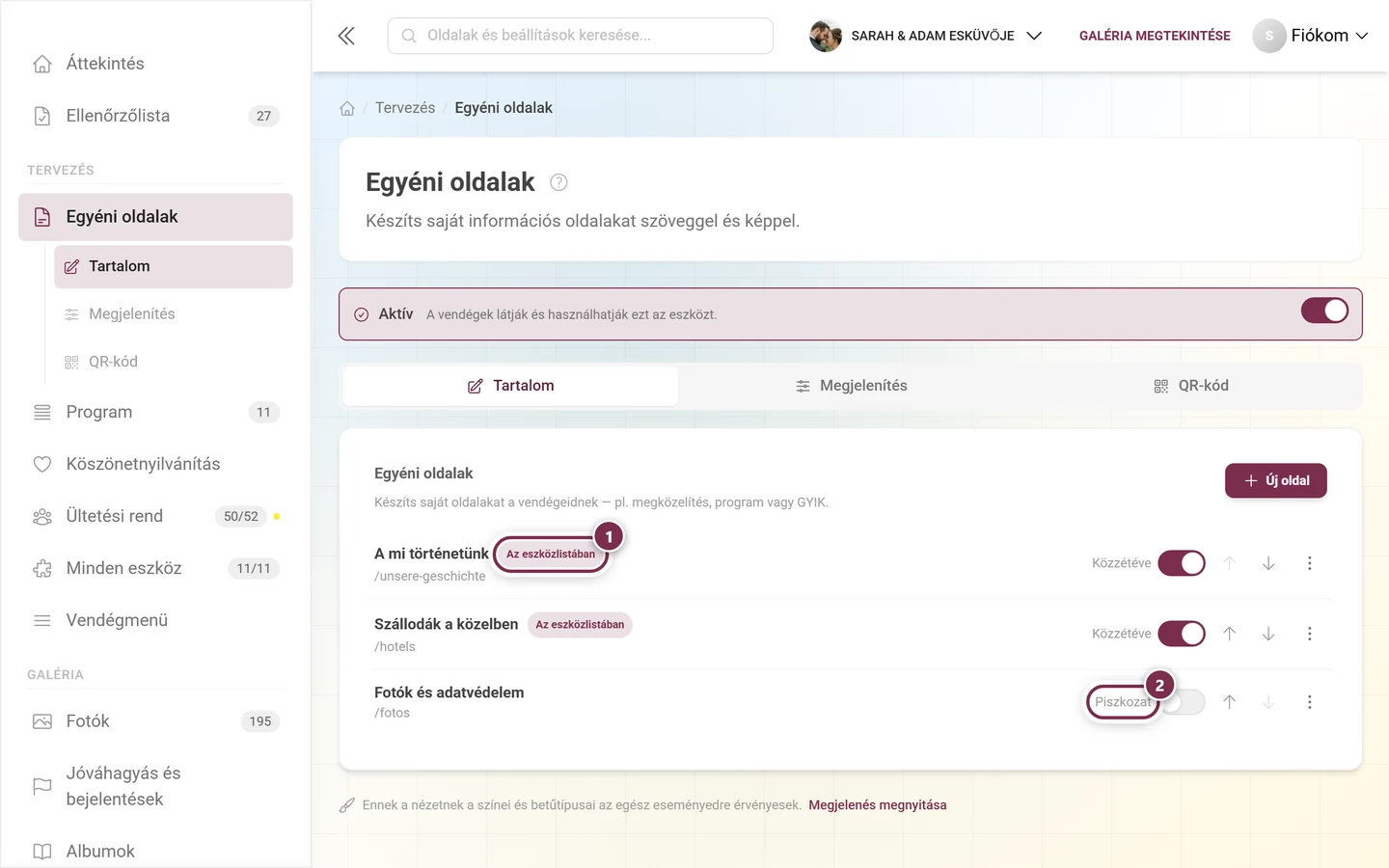 Két sor összehasonlítva, kiemelve Az eszközlistában chip és a Piszkozat állapot