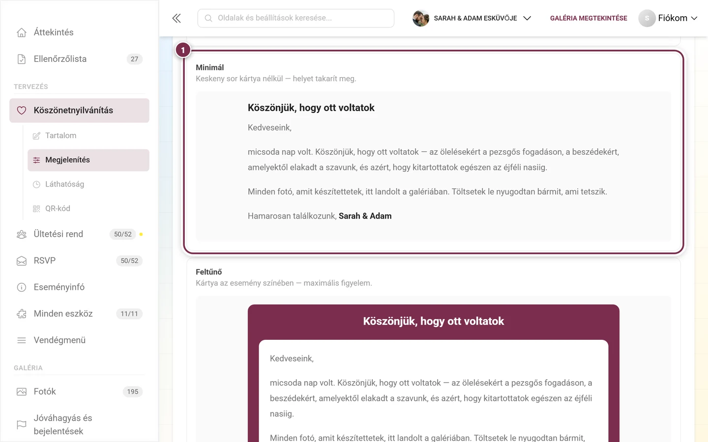 Minimál widgetstílus kártya nélküli, karcsú sorral