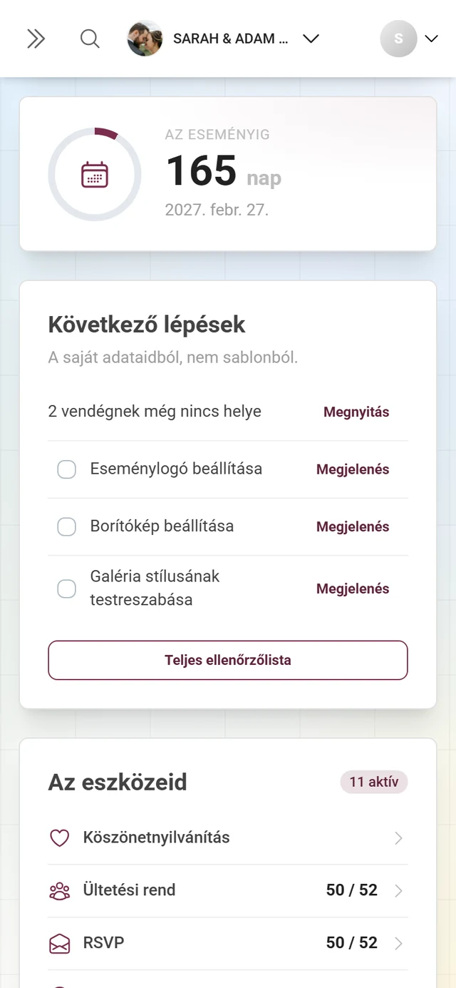 Következő lépések irányítópult-kártya levezetett lépésekkel és nyitott feladatokkal