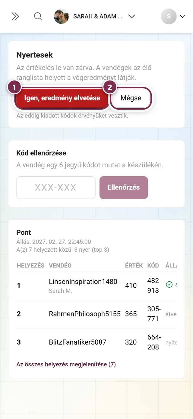 Visszakérdezés az újranyitás előtt az Igen, eredmény elvetése és a Mégse gombokkal