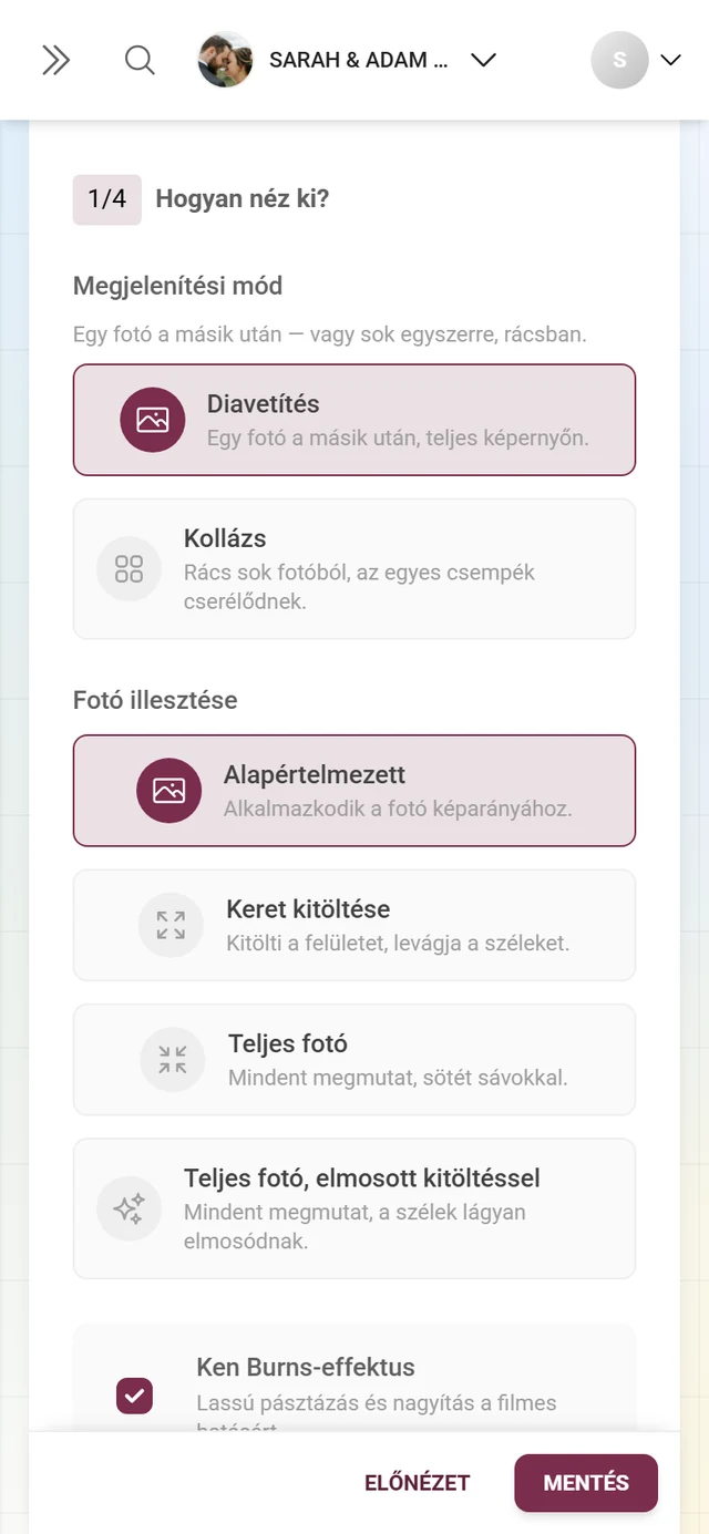 1/4 szakasz Hogyan néz ki a megjelenítési móddal és a fotóillesztéssel