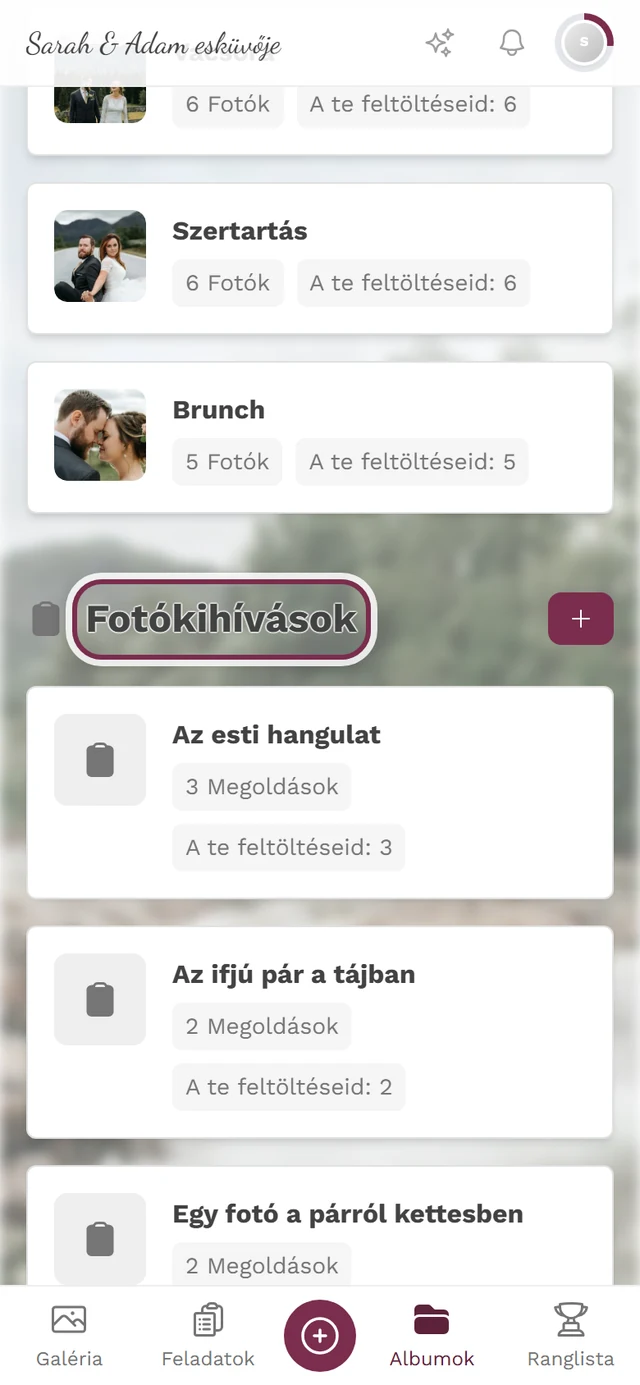 Albumáttekintés lejjebb görgetve a kiemelt Fotókihívások szakaszhoz