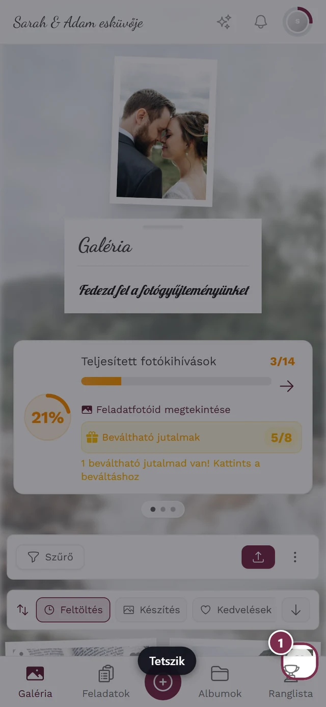 Kiemelt szív ikon egy fotó bélyegképén